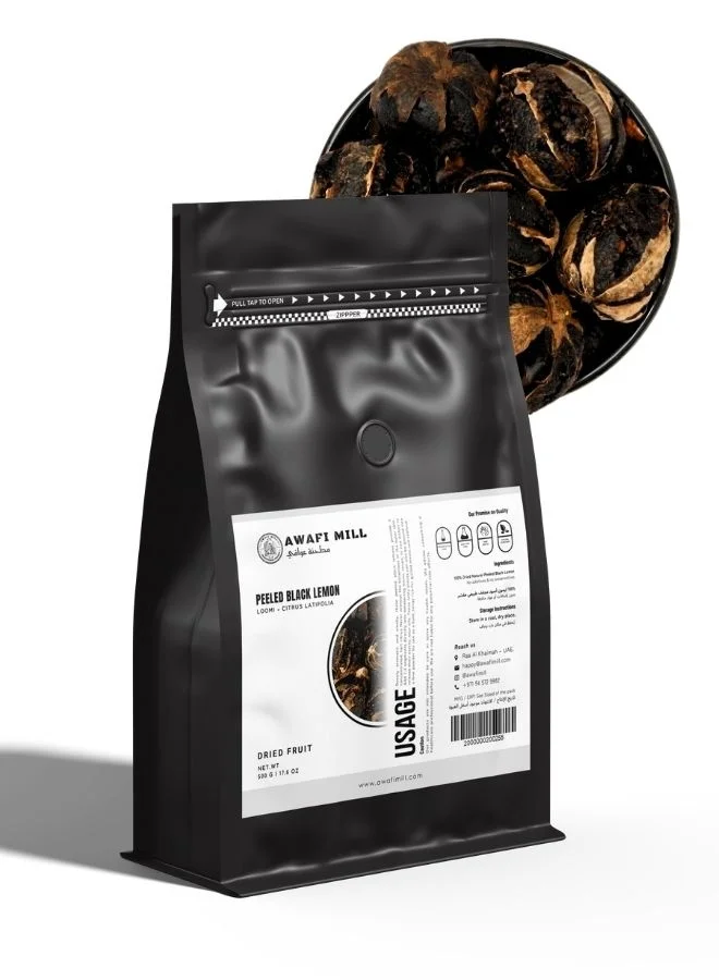 AWAFI MILL Dried Black Lemon Peeled Premium Culinary Spice (500 g) 9s9w0
