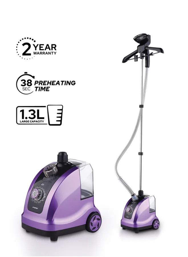 Impex Electric Garment Steamer 1950W Professional Vertical Fabric Ironer with Adjustable Aluminum Pole and Accessories (Purple/Black, 1.3 L) xf118