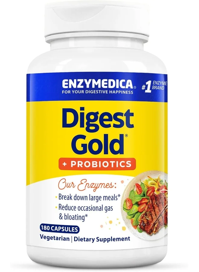 Enzymedica Digest Gold + Probiotics Premium Digestive Enzyme Supplement (180 Capsules) 1oyqi