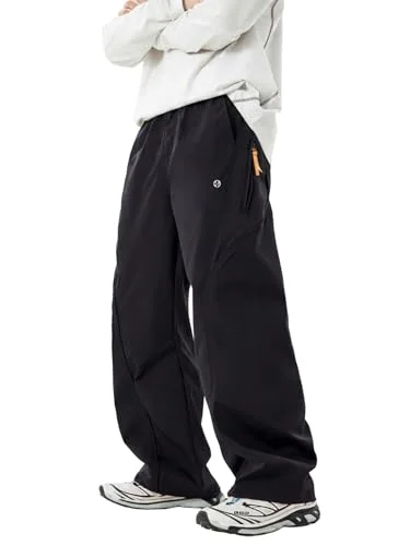 CAONAT Mens Waterproof Hiking Cargo Pants Quick Dry Lightweight Straight Leg Trousers for Outdoor Travel Fishing (Black, Large) d4zrp