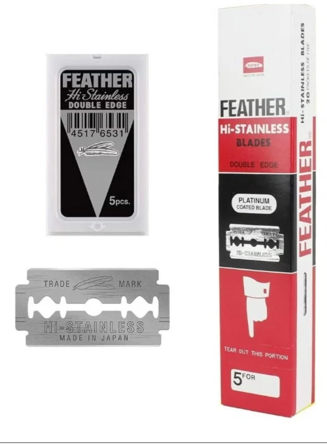 Premium Double Edge Safety Razor Blades Platinum Coated Stainless Steel (5 Blades per Pack) mwyb6