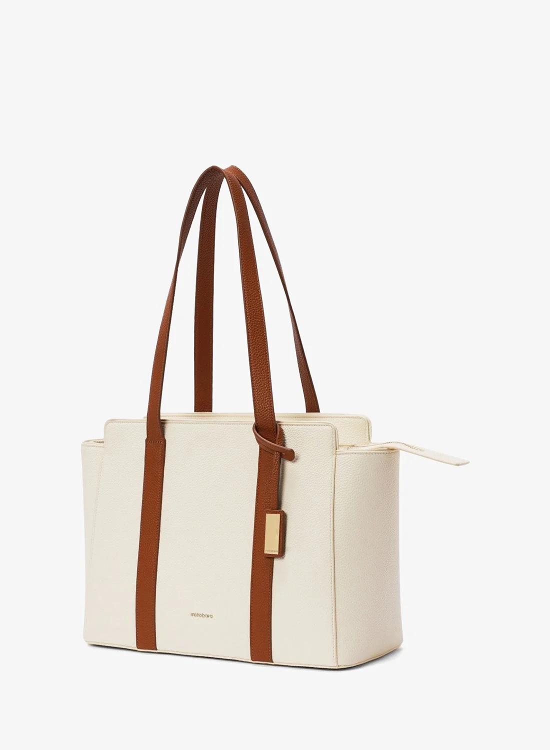Premium Vegan Leather Tote Bag for Women Laptop Handbag Water-Resistant Work Office Daily Use (Beige, 14-inch) evfux