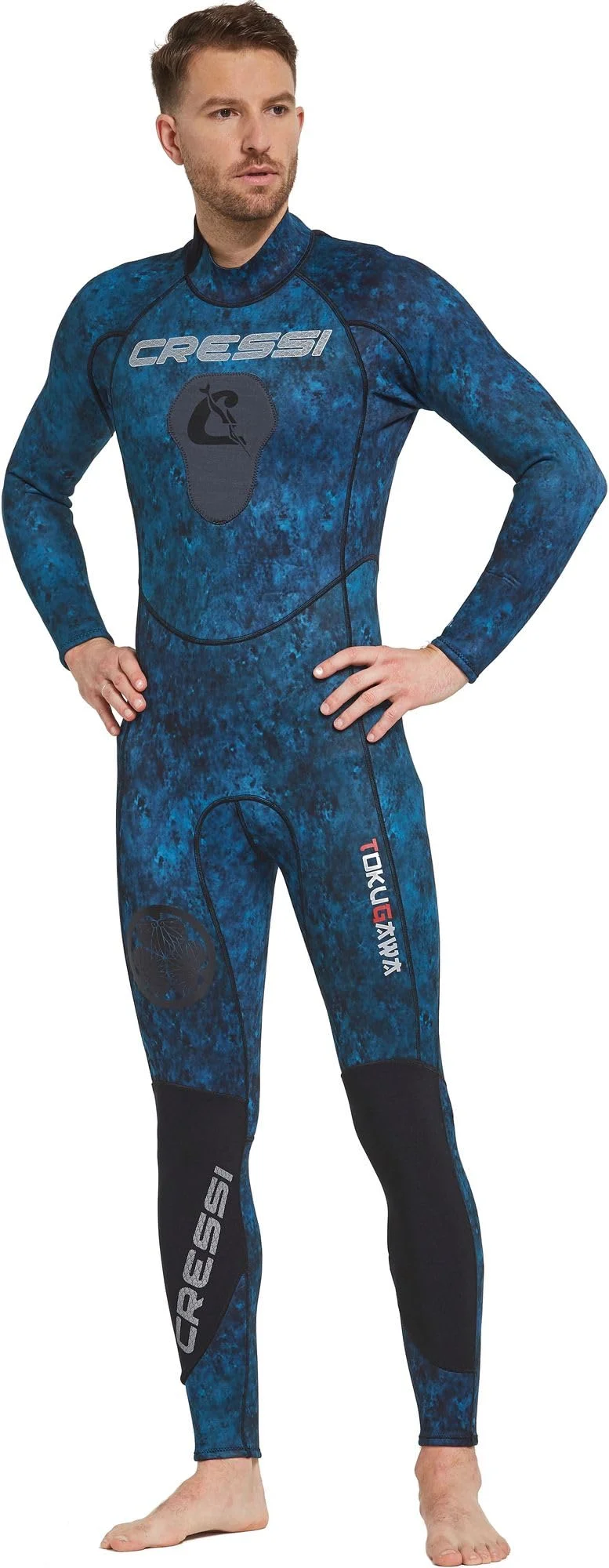 Premium Camouflage Spearfishing Wetsuit Full Body One-Piece Suit for Underwater Sports (Blue, XXLarge) wrwkm