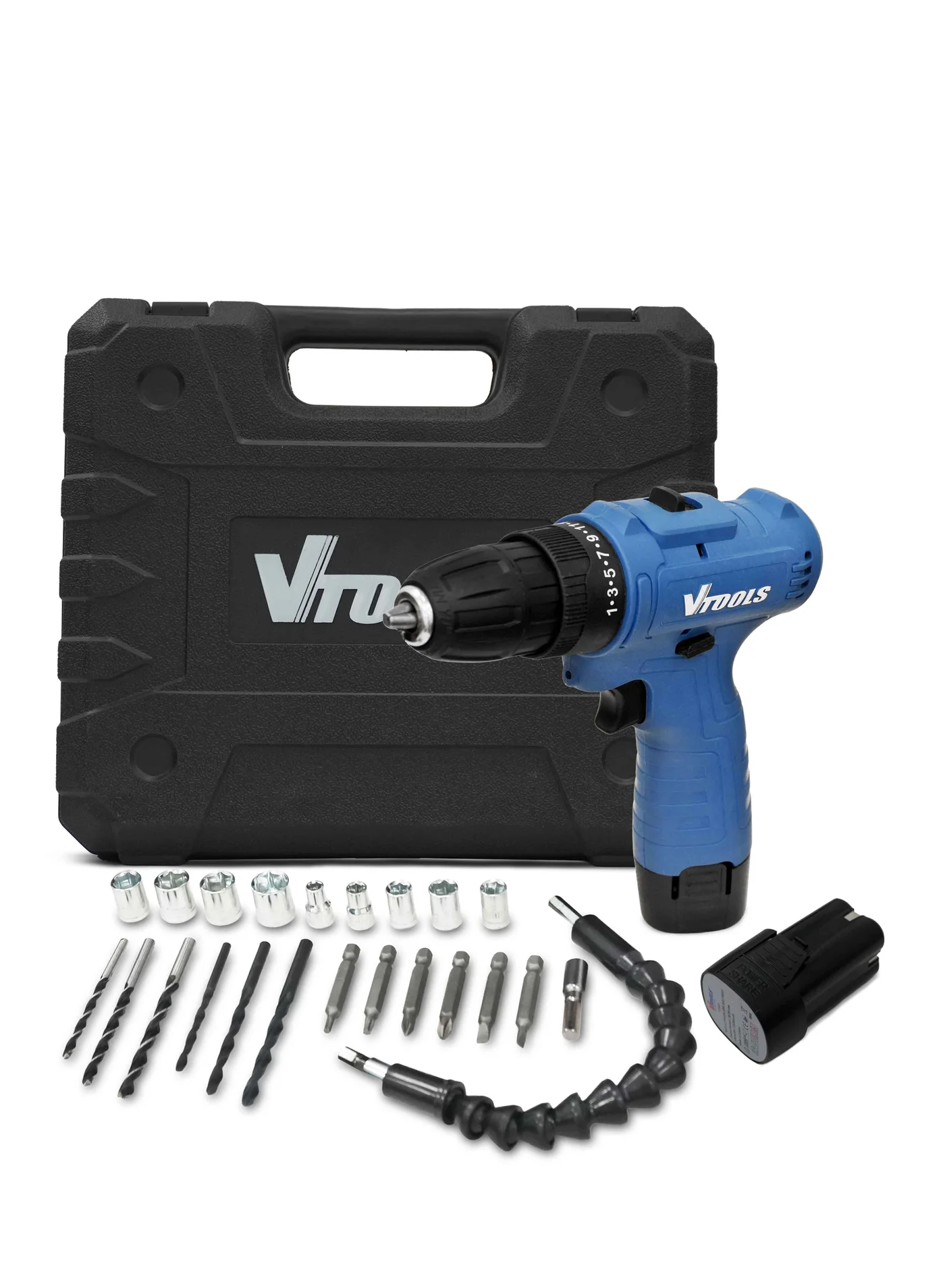 VTOOLS 12V Cordless Drill Driver Set with Dual 1300mAh Batteries (Compact, Professional Power Tool) 1tjru