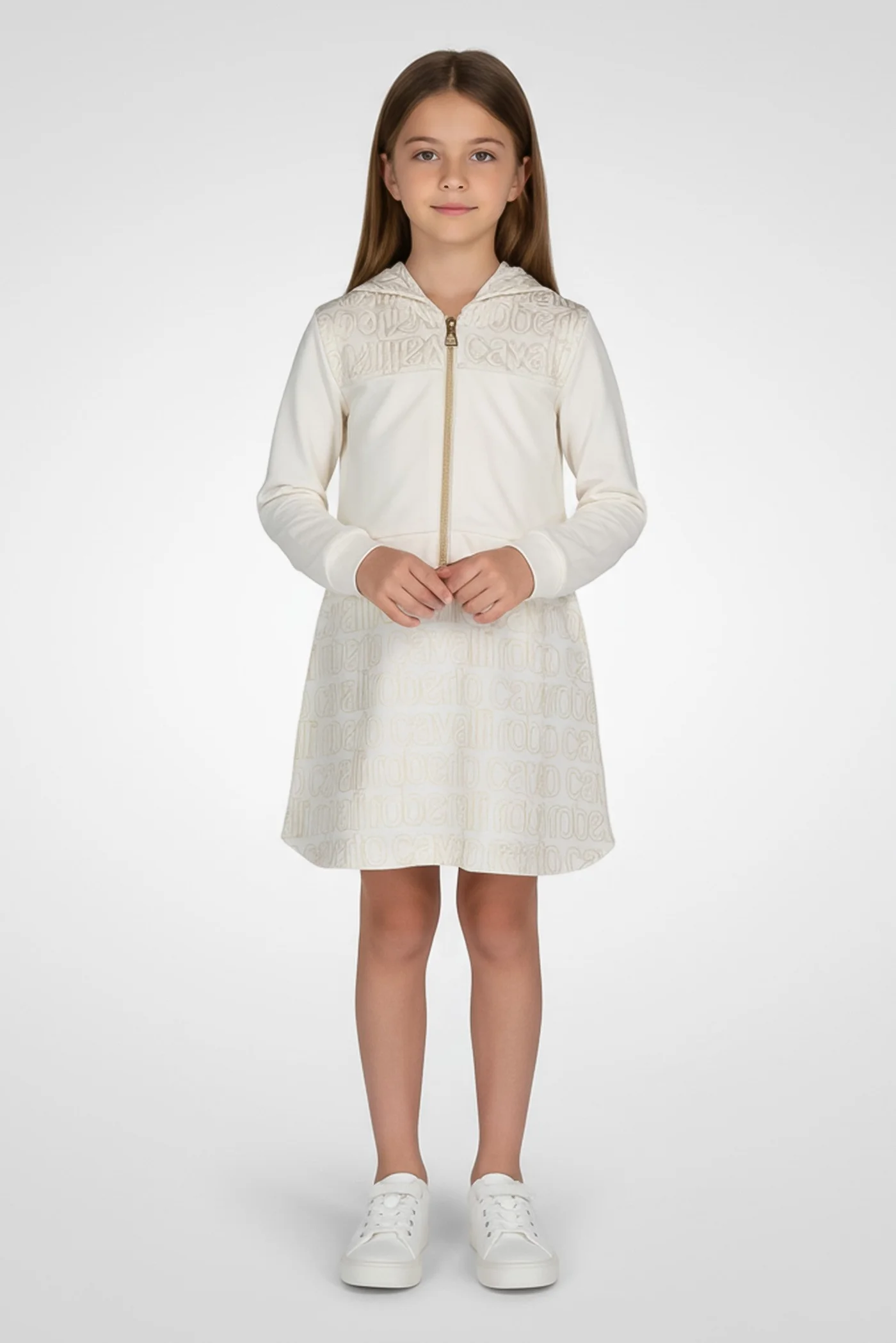 Premium Allover Print Dress for Girls (Off White, 120 cm) iodtd
