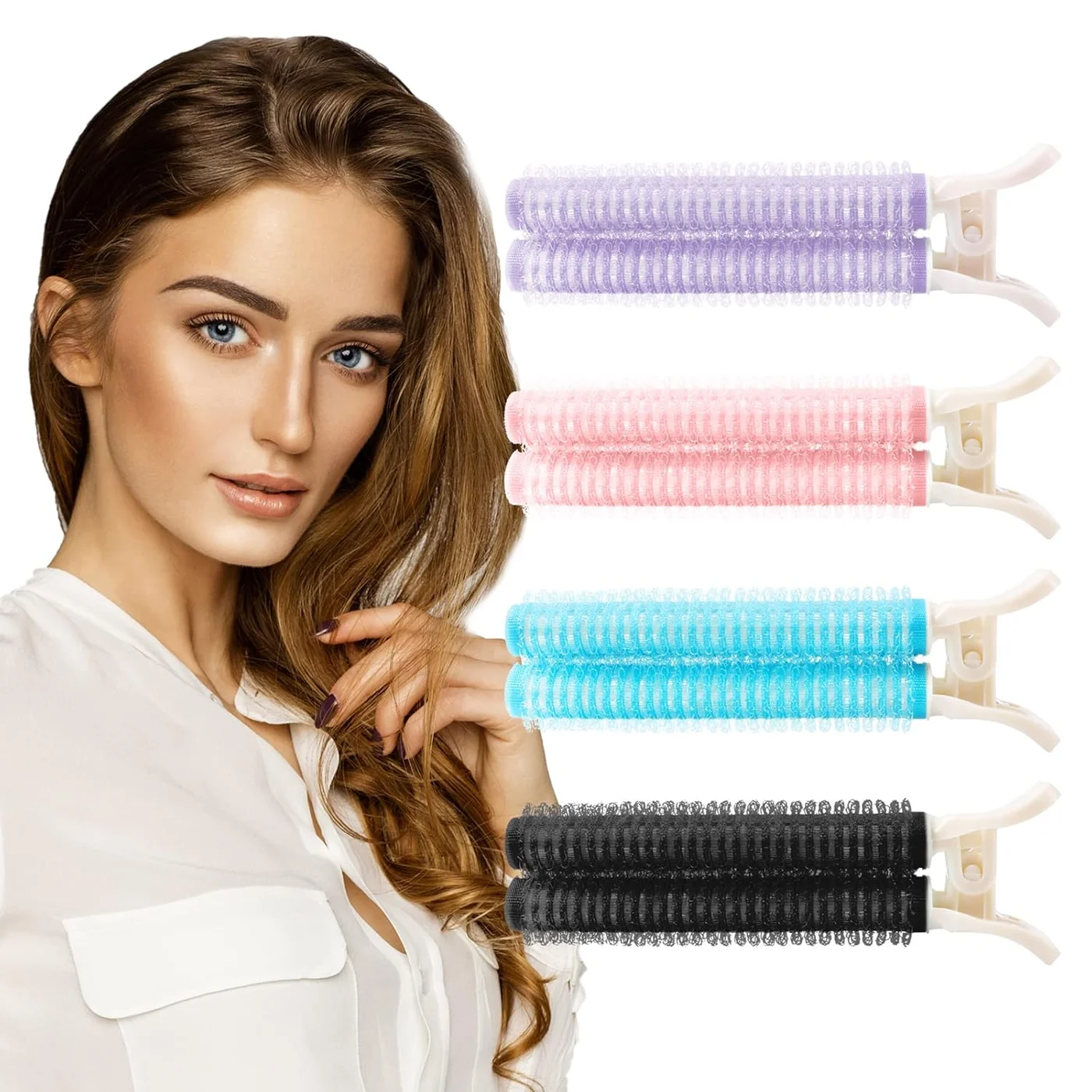 Premium Hair Root Volumizing Clips Self-Adhesive Styling Rollers for Natural Lift and Fluffy Bangs (Multicolor, 2 Pack) 19dib