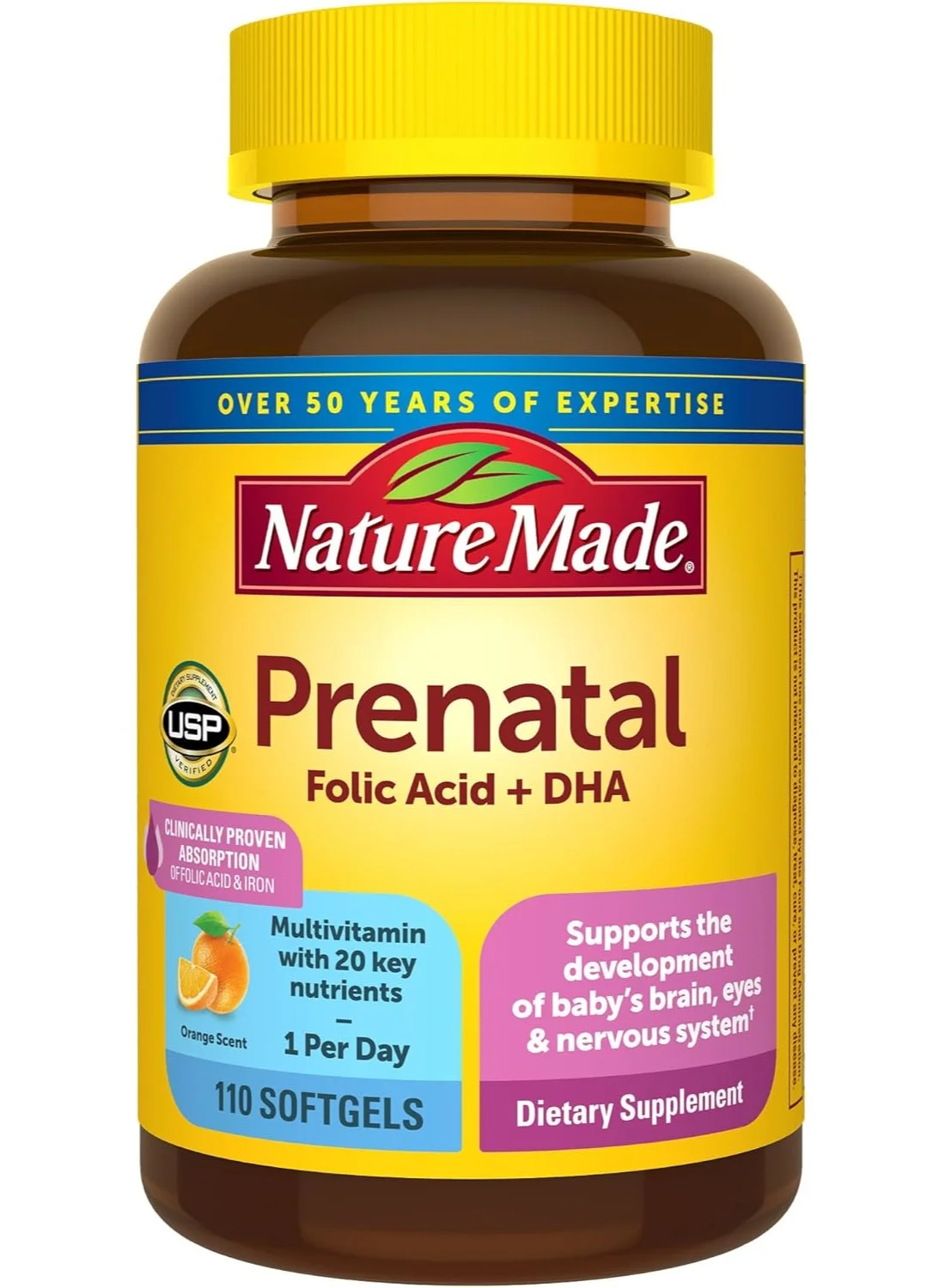 Prenatal Multivitamin with Folic Acid and DHA (110 Softgels) q4mjz