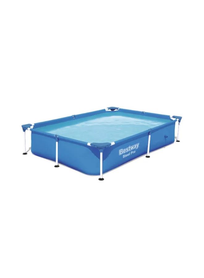 Rectangular Steel Frame Swimming Pool for Kids Durable PVC Above Ground Pool (221 x 150 cm) l8tnz