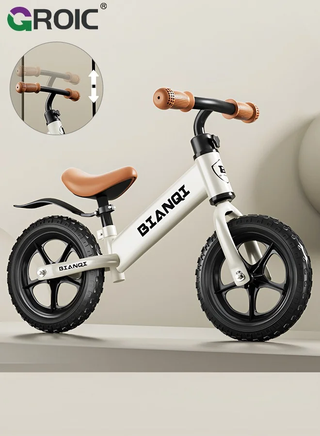 GROIC Toddler Balance Bike No Pedal Beginner Bicycle for Early Learning and Steady Balancing (Includes Helmet and Knee Pads, 85 cm) o3xxc