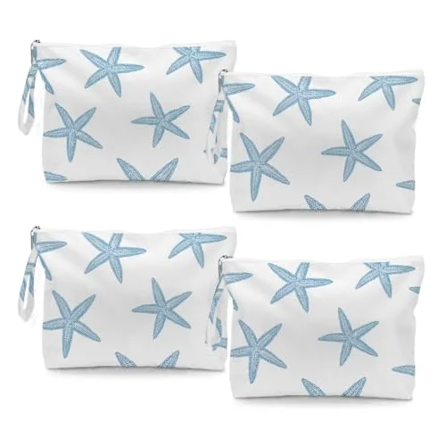 Fokongna Waterproof Wet Dry Bag Set Starfish Print Travel Organizer for Swimwear and Toiletries (4 Pieces, 30 cm x 40 cm) w2psi