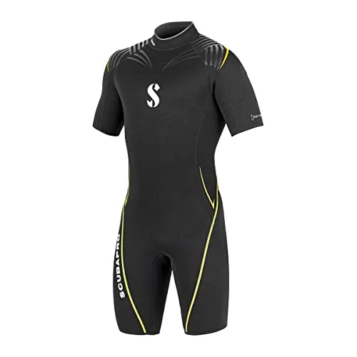 Premium Shorty Diving Wetsuit for Men (Black/Yellow, Extra Large) 2.5 mm Thickness fpf36