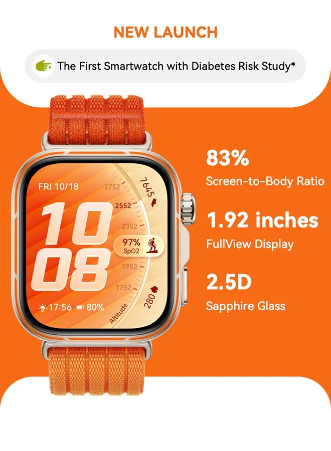 Smart FIT 5 Pro Smartwatch Premium FullView Display Health & Fitness Tracker (Orange, 44.5 mm) 76zis