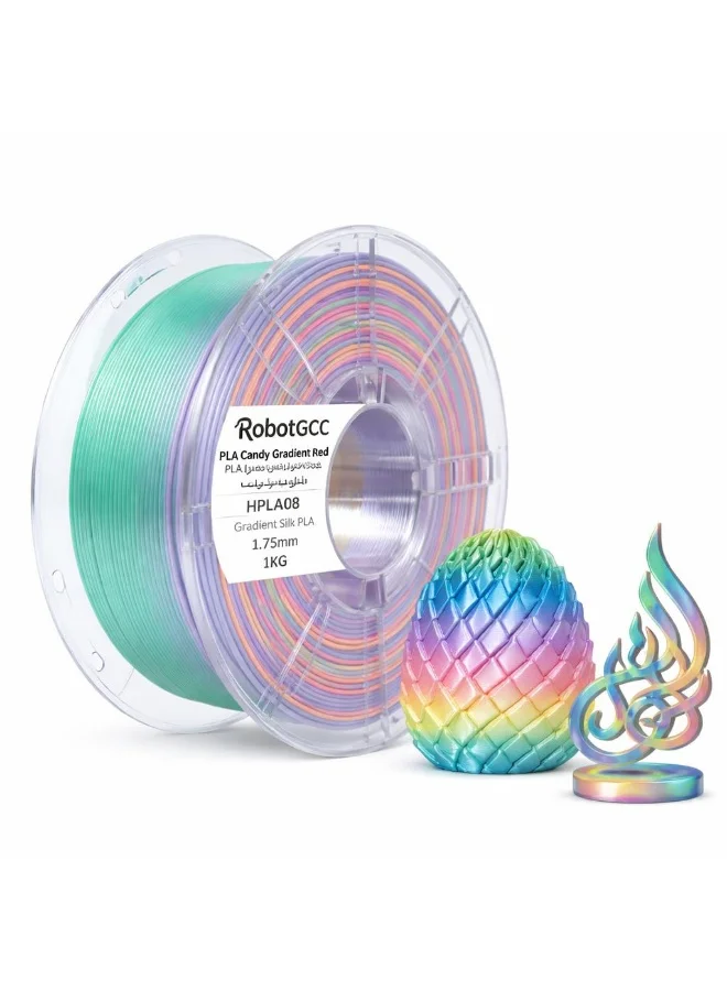 Robotgcc PLA 3D Printer Filament Silk Glossy Gradient Red (1.75mm, 1kg) Multicolor Transition Material for FDM Printing dq7z2