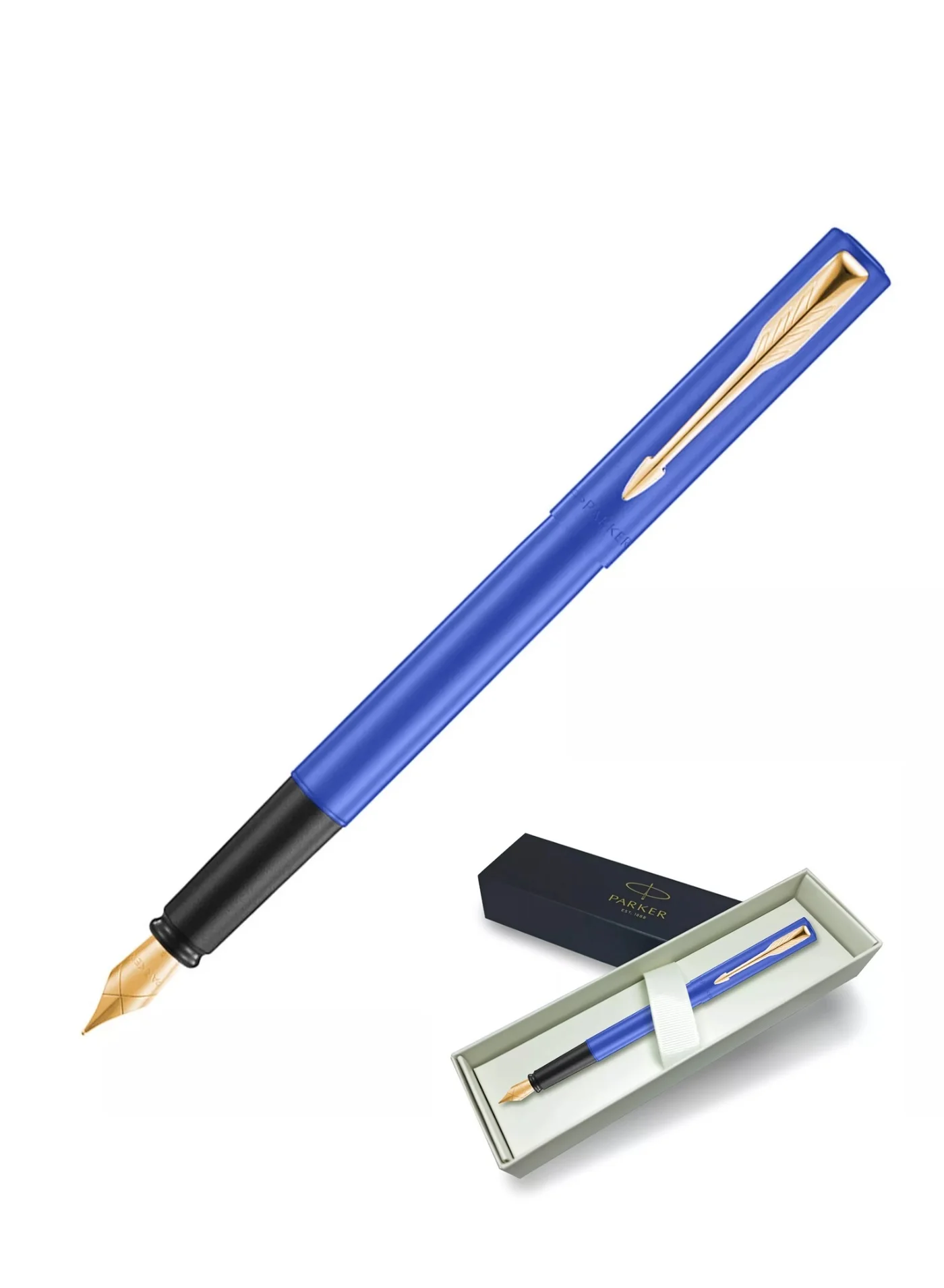 Premium Fountain Pen Fine Tip With Gold Trim (Blue Barrel, 13.5 cm) y0tcz