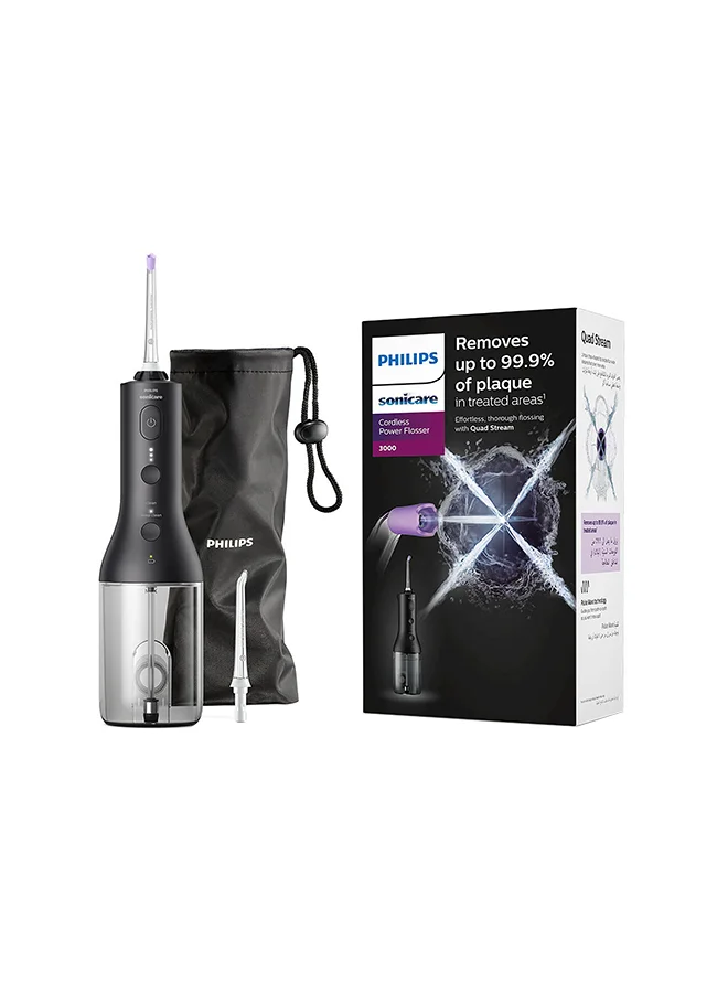 Premium Cordless Power Flosser Portable Dental Water Jet for Deep Cleaning (Black, 1 Unit) qktcq