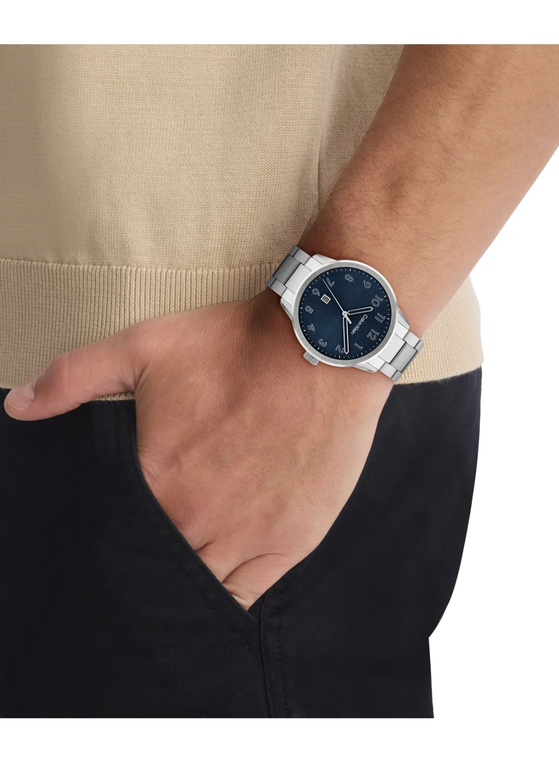 Minimalist Pilot Analog Quartz Watch for Men with Silver Stainless Steel Bracelet (Premium Edition) j9e29