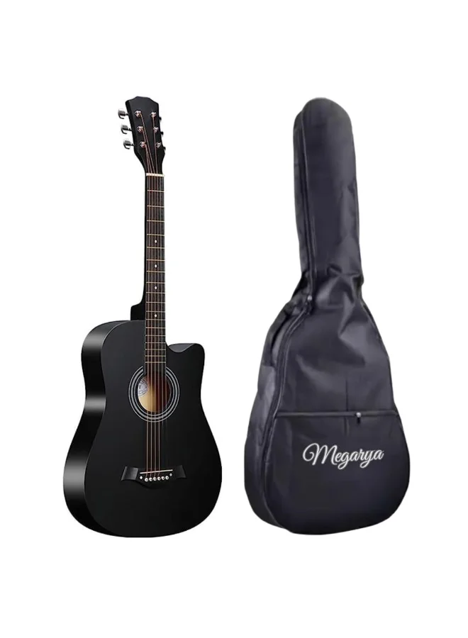Megarya 38 Inch Acoustic Guitar Matte Spruce Cutaway (6-String, Black) nv3nt