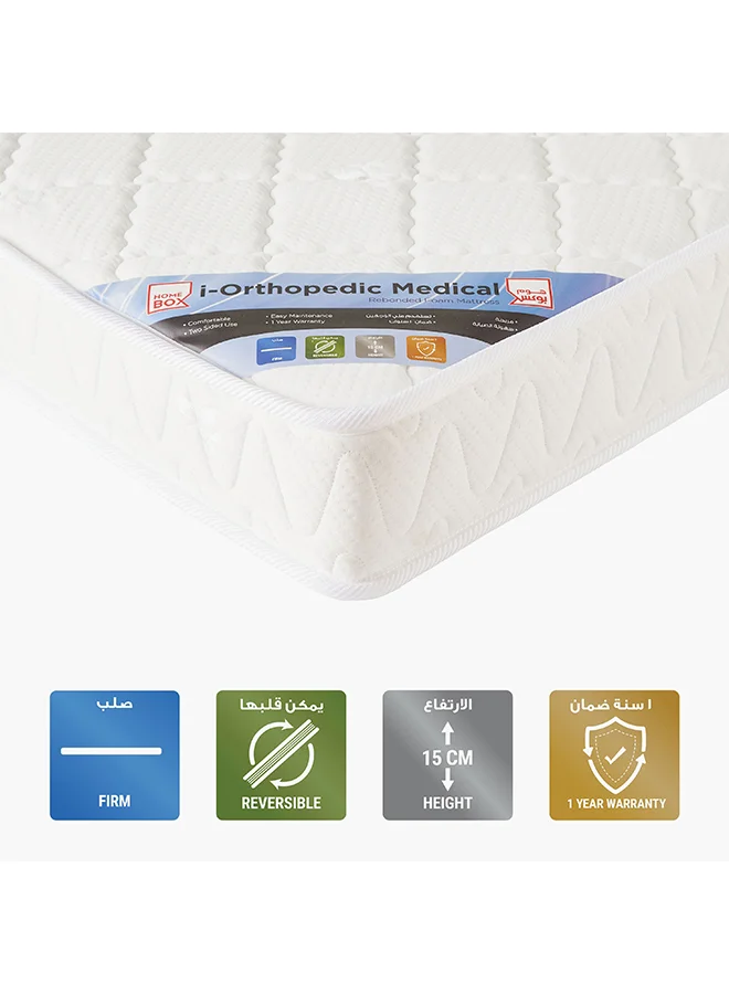 Home Box Orthopedic Firm Rebonded Foam Mattress (Single, 200 x 90 x 15 cm) 38x67