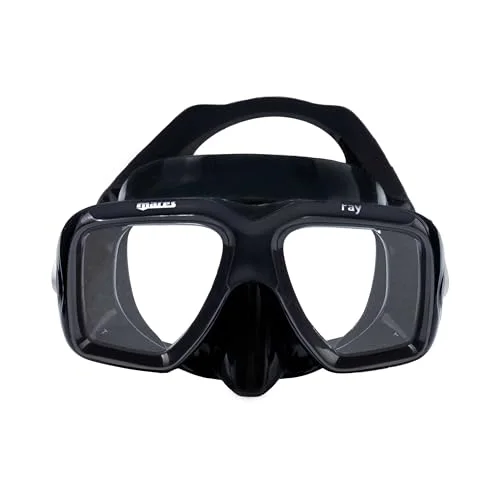 Premium Scuba Diving Snorkeling Mask Wide Field of Vision Ergonomic Silicone Skirt with X-Shaped Strap (Black, Adult) i89o6