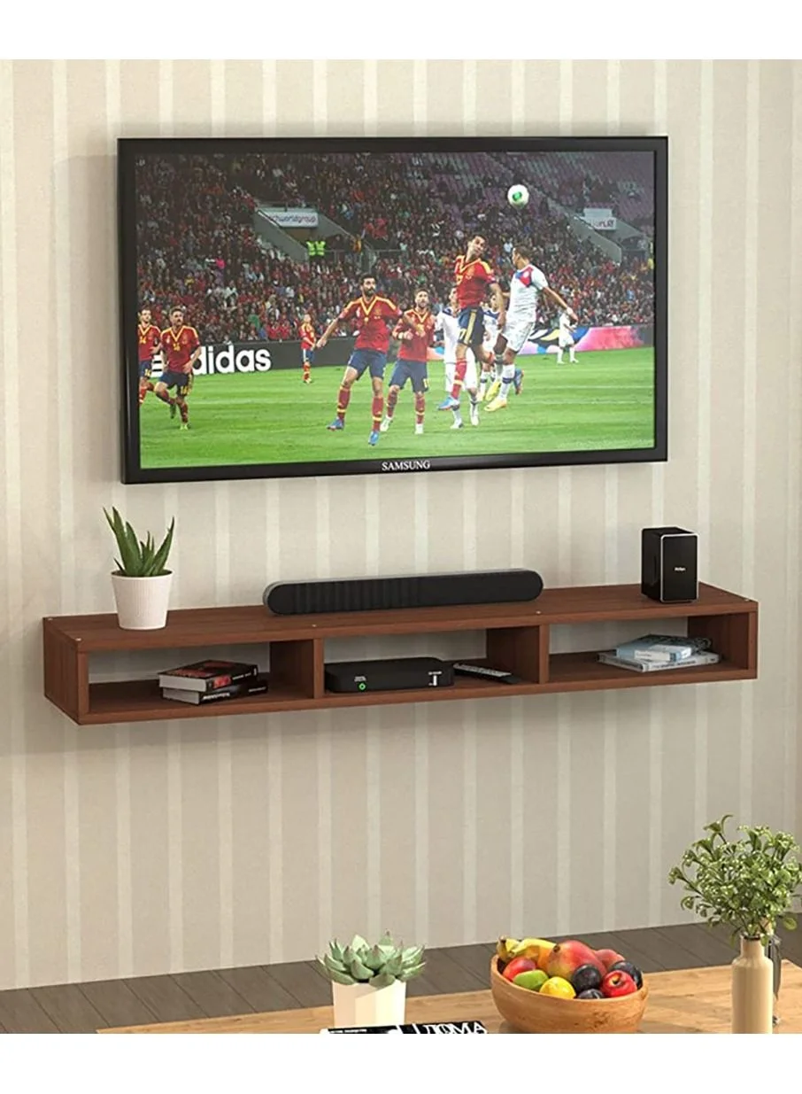 MODERN HOME Wall-Mounted TV Unit Cabinet (Brown Wood Finish, 120cm x 30cm x 25cm) 5bktn