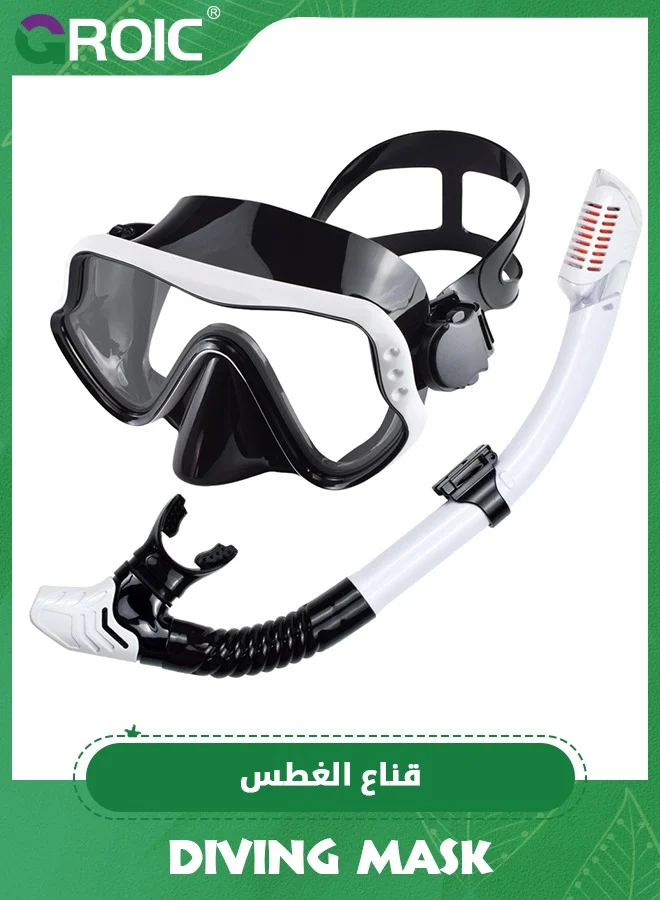 GROIC Snorkeling Gear Set for Adults Panoramic Anti-Fog Diving Mask with Dry Snorkel (One Size) 1wurw