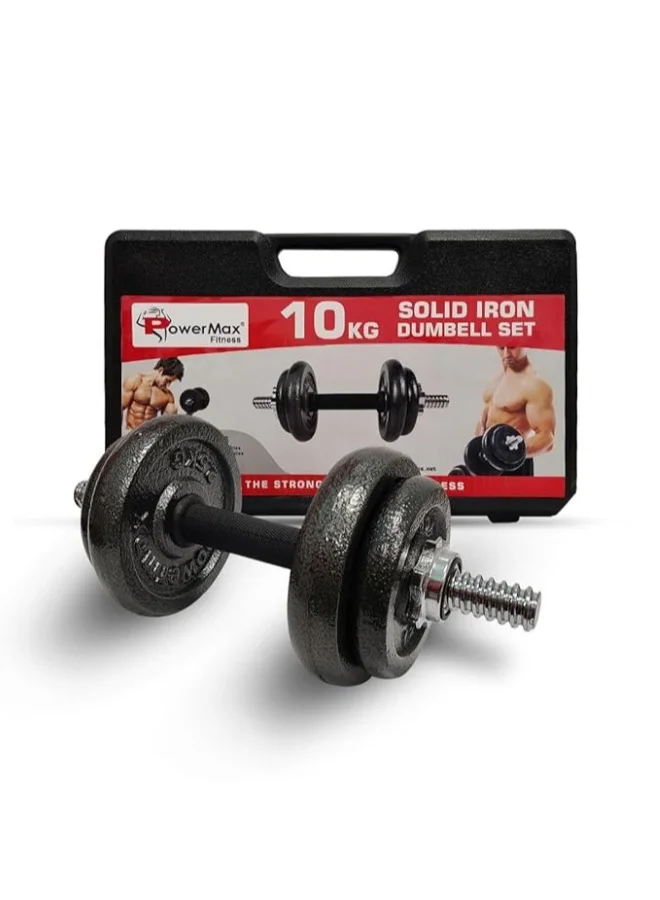 PowerMax Fitness Adjustable Dumbbell Set Premium Coated Iron Weights with Anti-Slip Rod for Home Workout (10 kg) 8k6ez