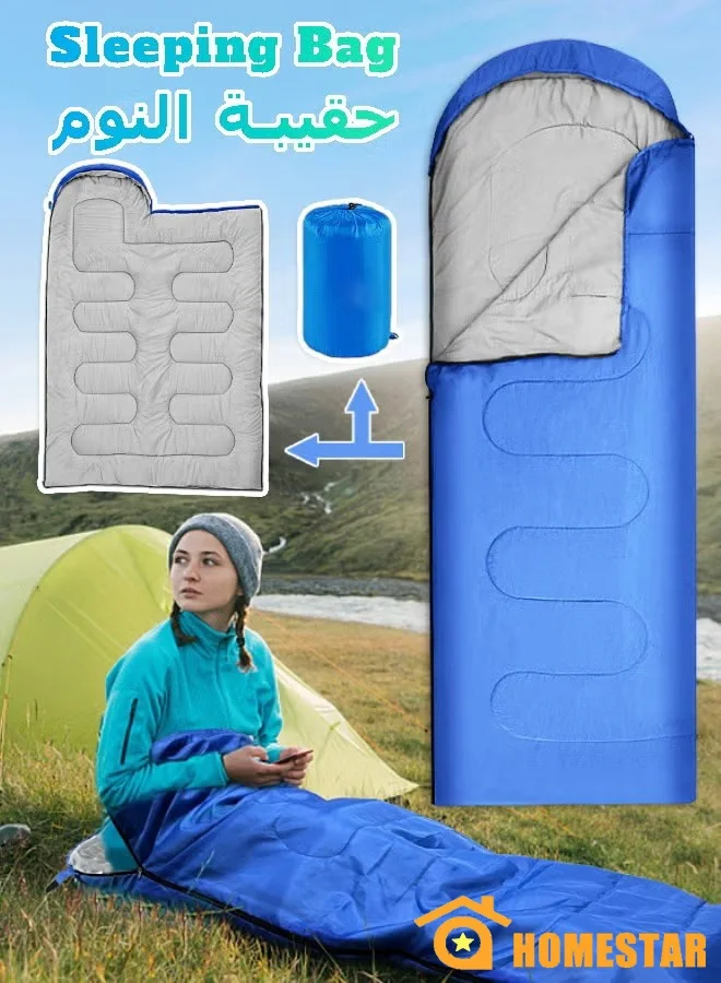 HOMESTAR Camping Sleeping Bag, Waterproof 4-Season Backpacking Gear for Adults and Kids (Blue, 210cm x 75cm) ffbk6