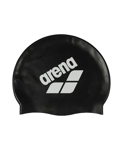 Premium Silicone Swim Cap for Fitness Training Durable Elastic Headgear for Men and Women (Black and White, One Size) m57ox