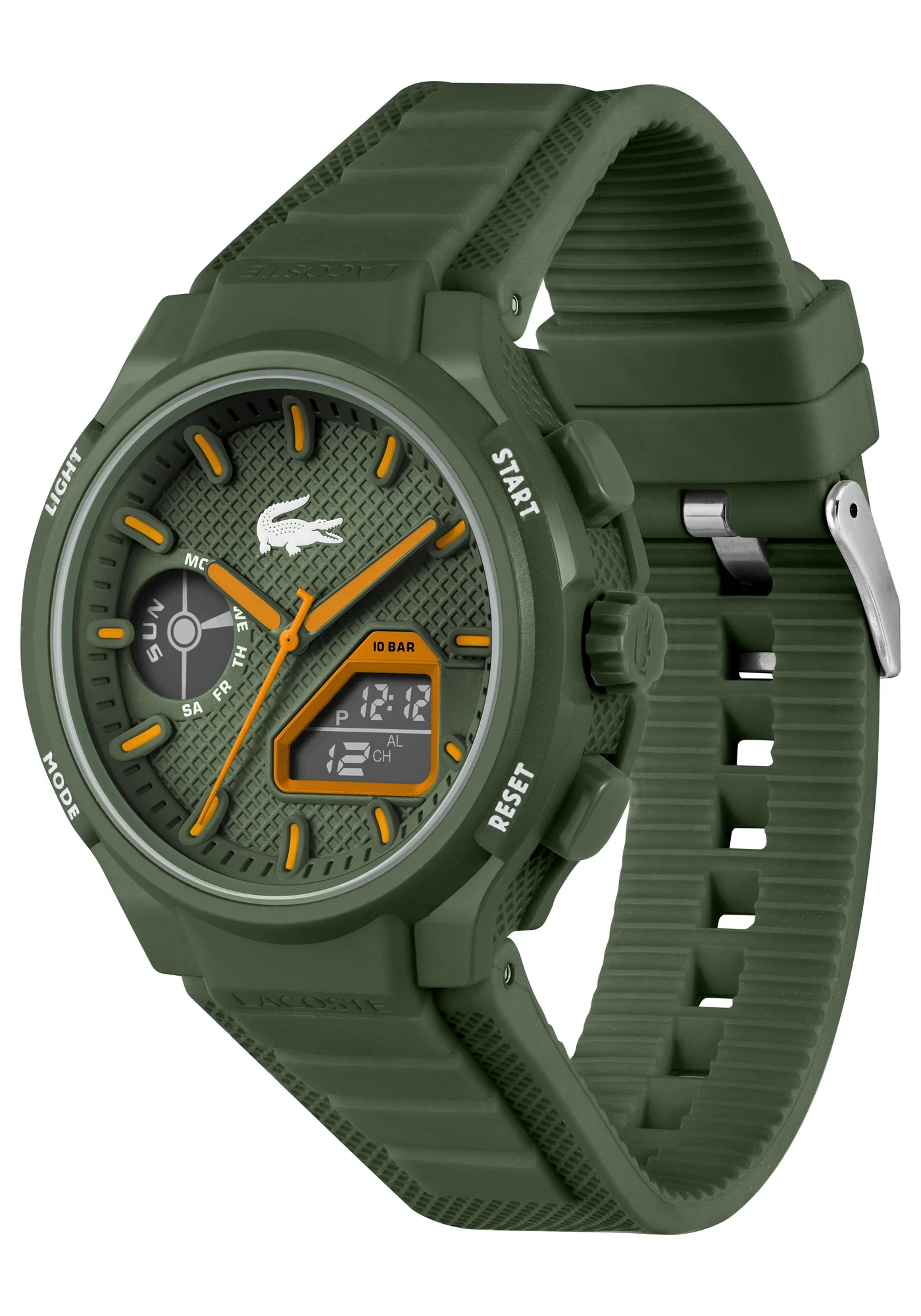 Premium Analog-Digital Men's Watch with Stainless Steel and Khaki TR90 Case (Silicone Band) bbbts