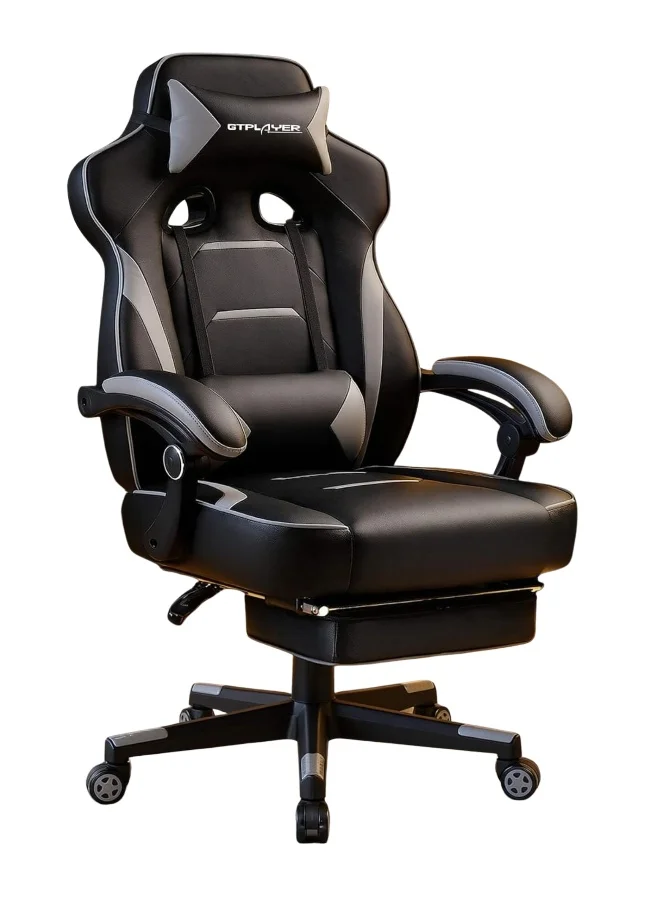 Premium Ergonomic Gaming Chair with Memory Foam Cushion and Footrest (Moon Gray) arxg3