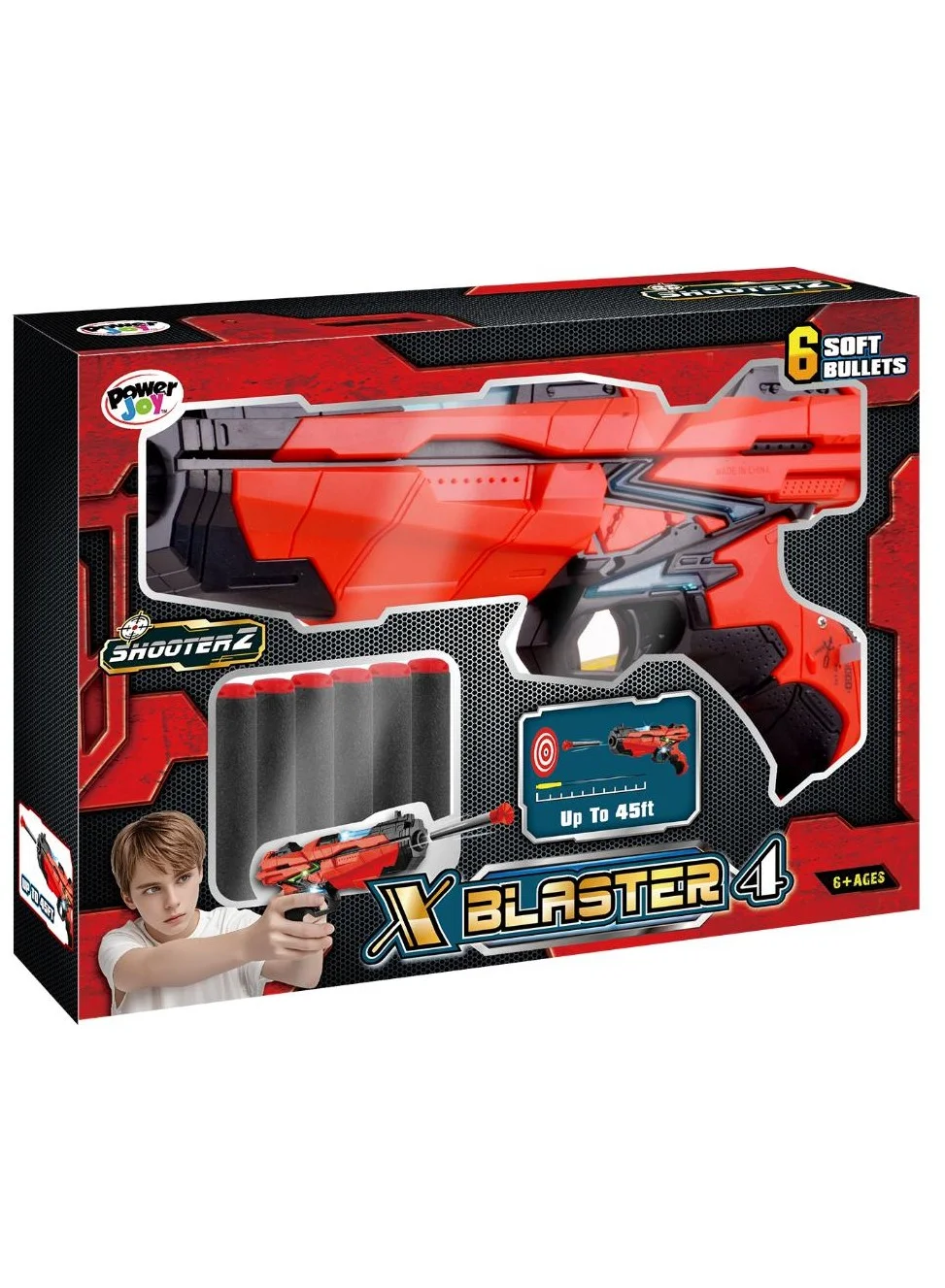 Power Joy Shooterz X Blaster-4 Interactive Foam Dart Toy Gun with LED Lights (6 Foam Darts, 13.7 Meter Range) z74vc