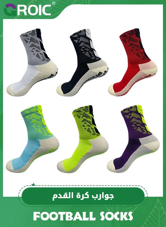 GROIC Athletic Soccer Socks Non-Slip Sports Football Compression Crew Socks (6 Pairs, Mid-Calf) uuj0k