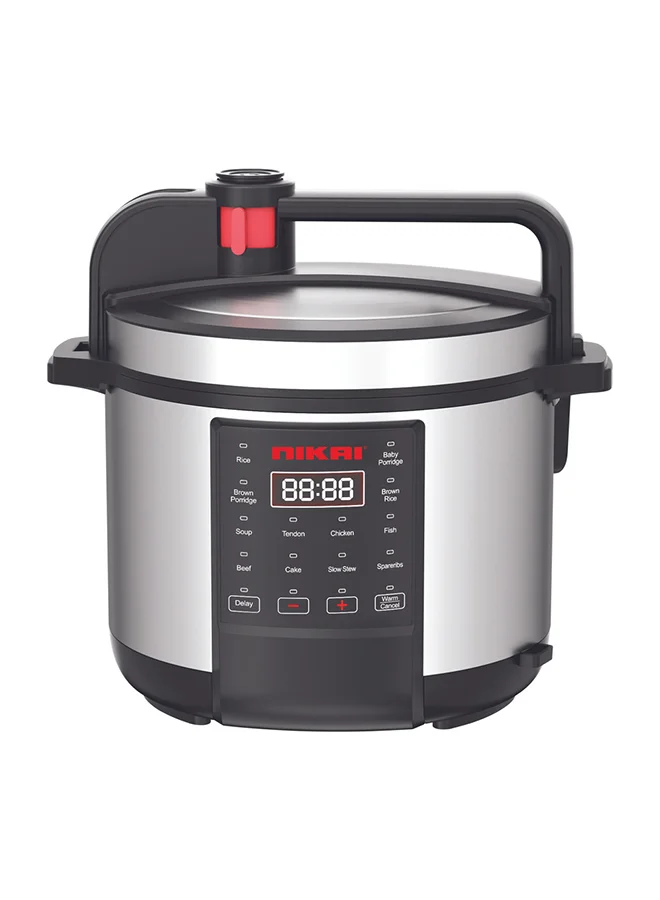 NIKAI Digital Electric Multi-Pressure Cooker, Premium Nonstick Aluminum Pot, 1000W Countertop Kitchen Appliance (Silver, 6 L) 2tmtp
