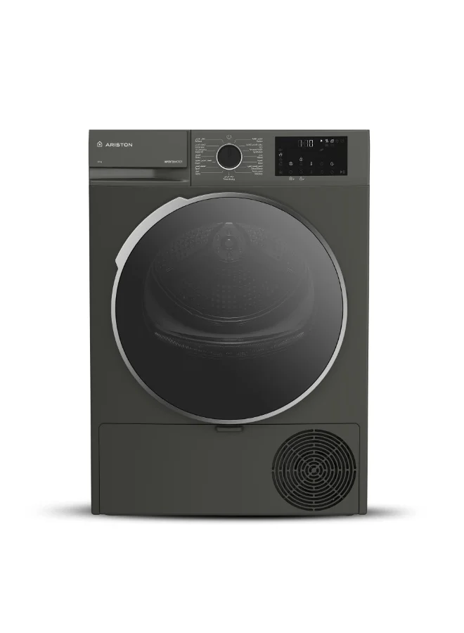 Ariston Heat Pump Tumble Dryer, 10 kg Capacity, A++ Energy Efficient, 15 Drying Programs, ProSmart Inverter Motor, Freestanding (Manhattan Gray, 10 kg) 5gcw6