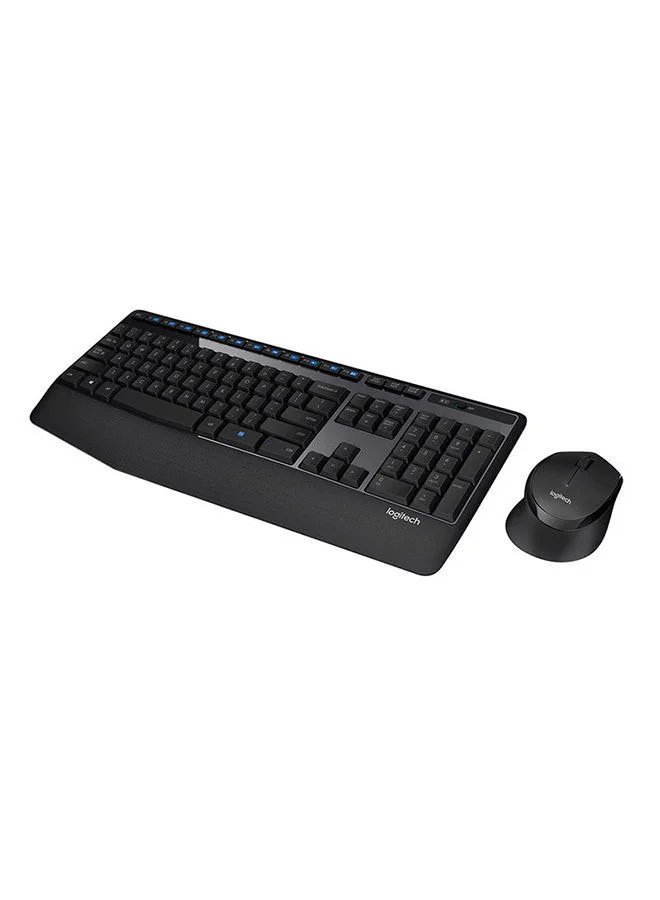 Wireless Keyboard and Mouse Combo Full-Size Ergonomic Desktop Set with Palm Rest and 1000 DPI Optical Sensor (Black, 1 Set) ptfmv
