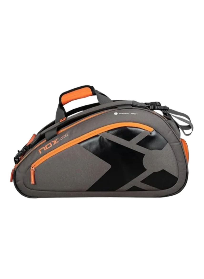 Premium Padel Racket Bag Professional Sports Equipment Storage (Grey/Orange, 60 cm) 9ck3s