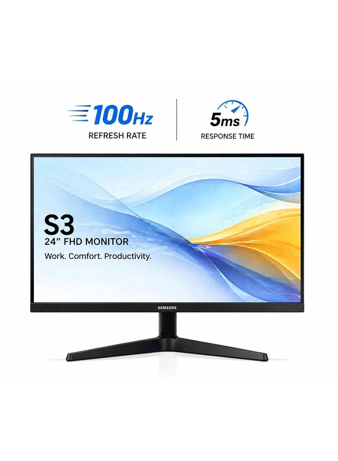 Ultra-HD 24 inch FHD LED Monitor, 100Hz Refresh Rate, 5ms Response Time, Eye Comfort Technology, HDMI and VGA Connectivity (Black, 24 inch) l0weu