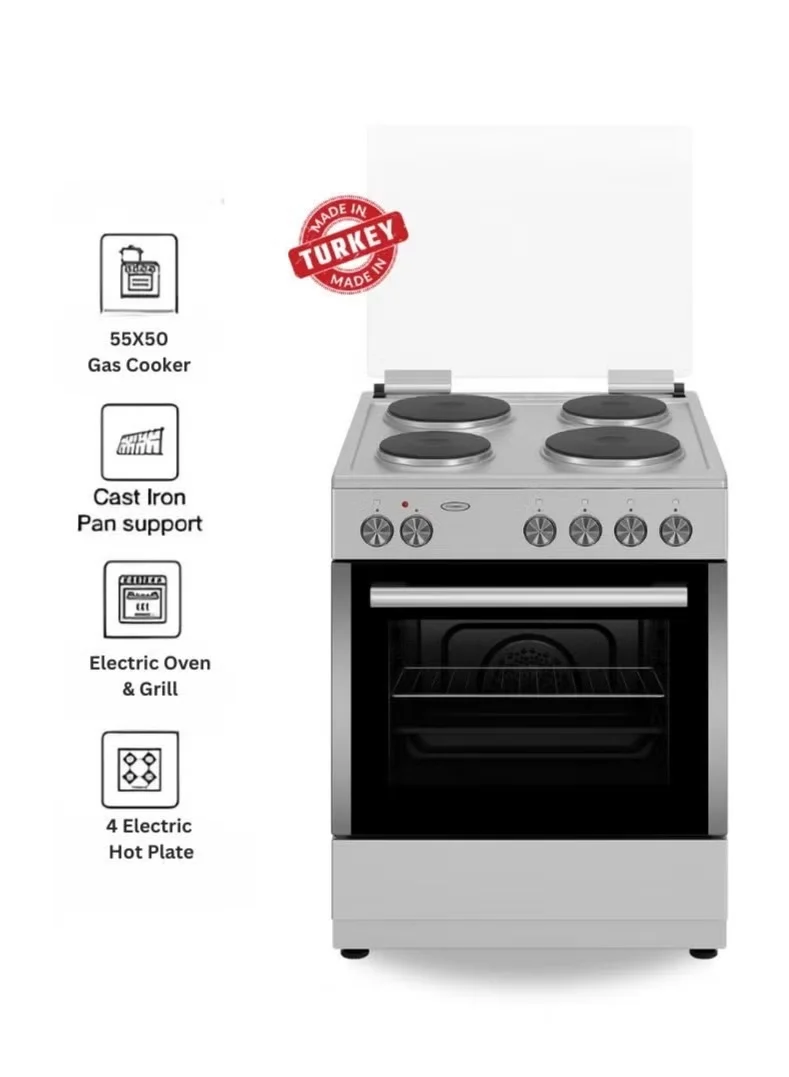 Venus Stainless Steel Cooking Range with 4 Electric Hotplates and Oven Grill (55x50 cm) n1yqz