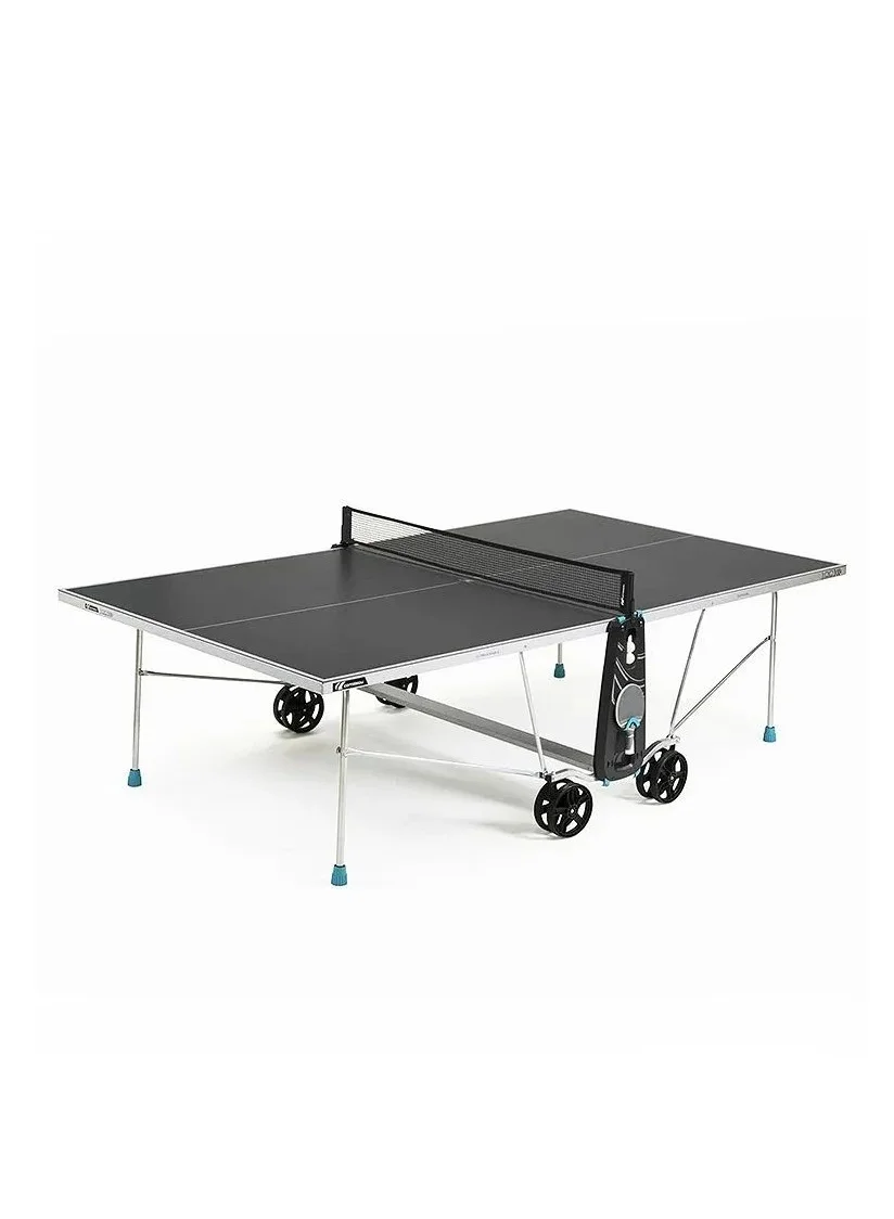 Premium Outdoor Table Tennis Table with 4mm Resin Laminate Surface, Anti-Glare Softmat, Push Lock System, and Wheelchair Accessible Design (Grey) 7t70p