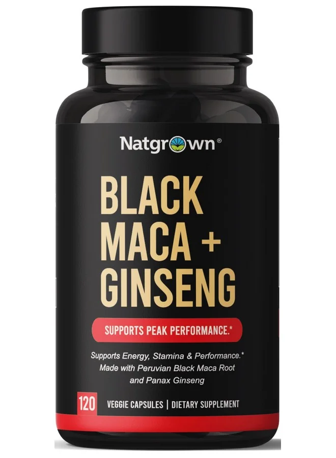 Premium Black Maca Root and Panax Ginseng Supplement Capsules (120 Count) 8w3qp