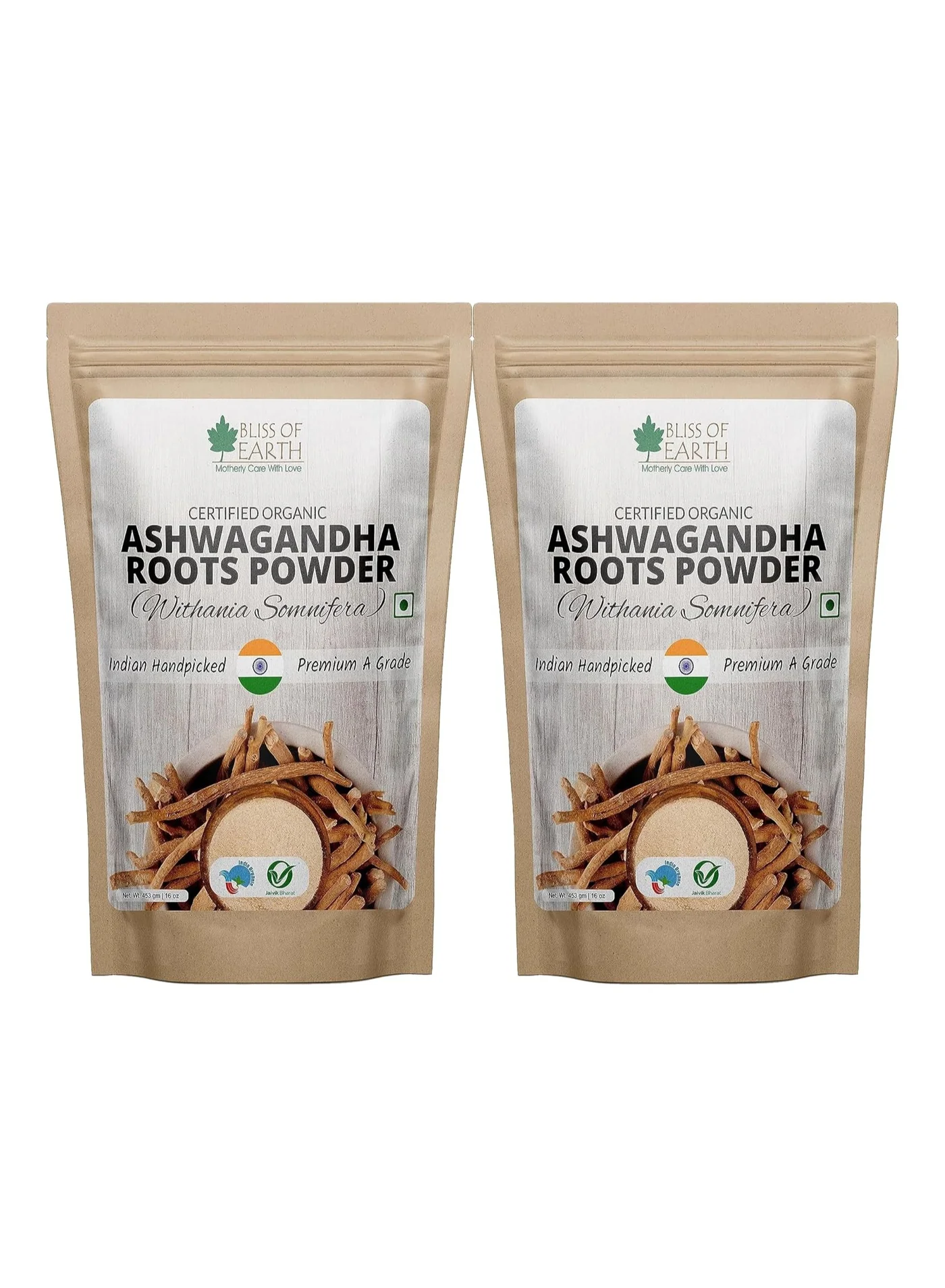 Bliss of Earth Organic Ashwagandha Root Powder Premium Herbal Supplement (Pack of 2, 906g) 3o8ks