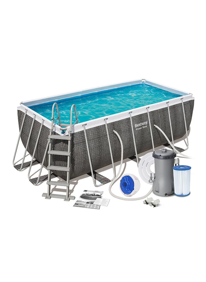 Premium Rectangular Above Ground Swimming Pool Set Heavy-Duty Frame Pool for Backyard Family Recreation (412x201x122 cm) vzxn9