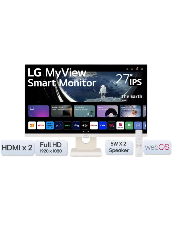 Ultra-HD 27-inch Smart Monitor FHD IPS Display with WebOS and Built-in Speakers (White, 68.58 cm) wt05h