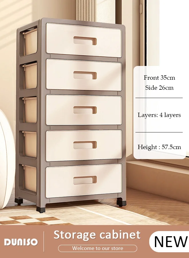 DUNISO 5-Layer Drawer Storage Cabinet Premium Plastic Organizer Unit for Kitchen Bathroom Bedroom (White, 5-Tier) e0ud9