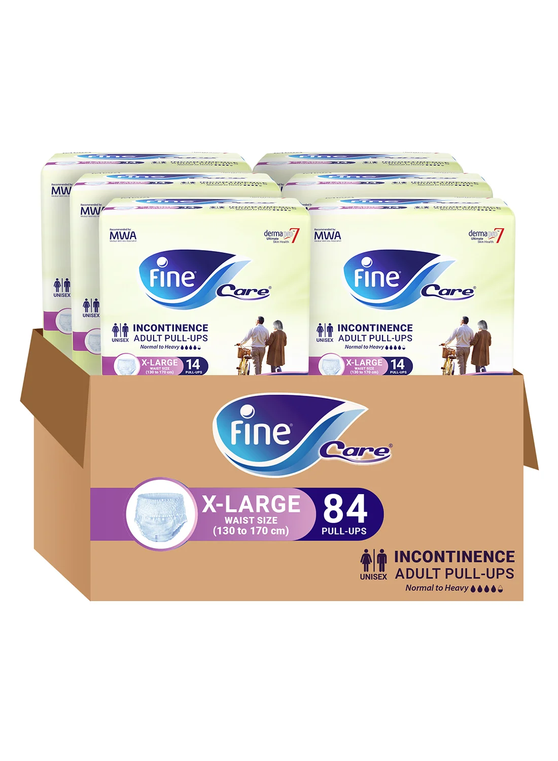 Fine Care Incontinence Adult Pull-Up Pants, Premium Absorbent Underwear for Sensitive Bladder (Unisex, X-Large, 84 Count, Waist 130-170 cm) w8vli