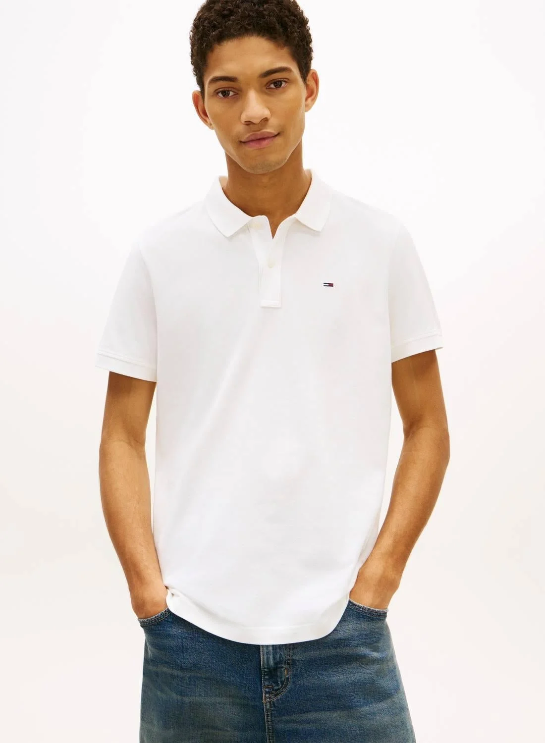 Premium Slim Fit Pique Polo Shirt Breathable Cotton Casual Wear for Men (Navy Blue, Large) 23piw
