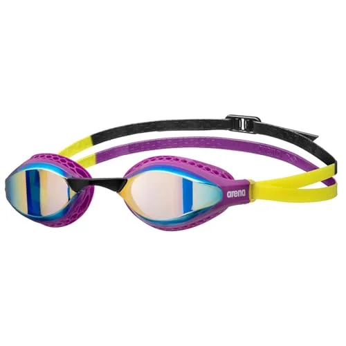 Premium Racing Swim Goggles with Air Seals Technology and Anti-Fog Mirror Lens for Competitive Lap Swimming (Aqua Plum Arctic Lime, Adult) z12km