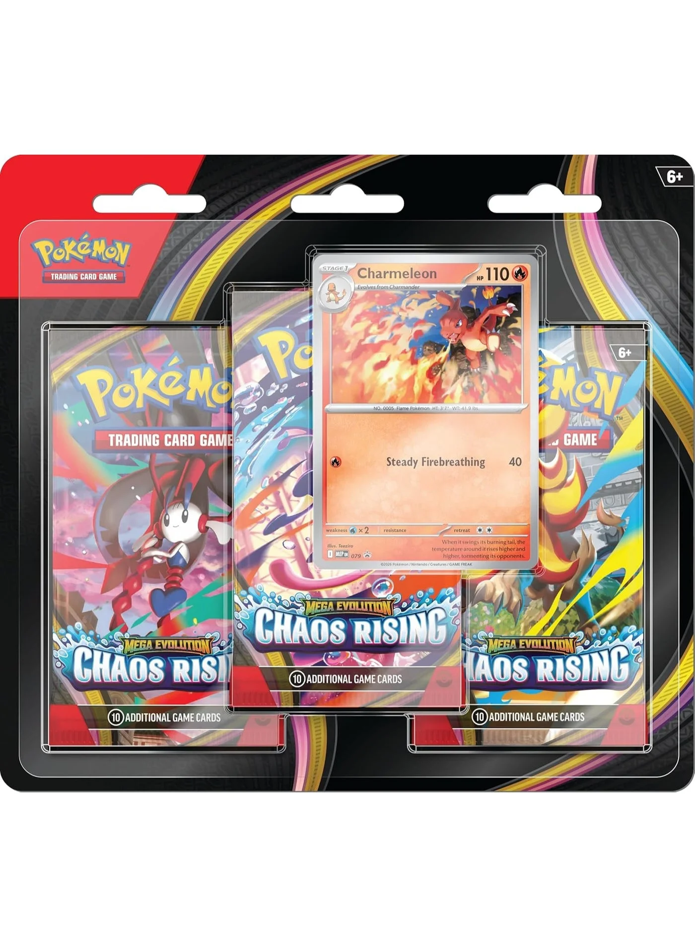 Collectible TCG Mega Evolution Chaos Rising Trading Card Game 3-Pack Blister Box (3-Pack) oo2v0