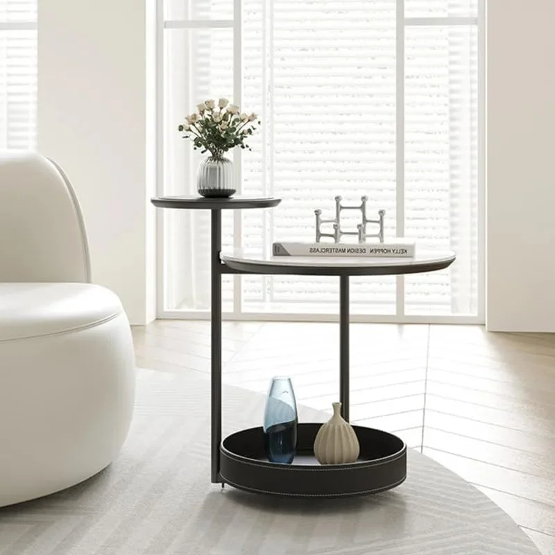 Modern 3-Tier Wood End Table with Storage Shelf - Compact Sofa Side Table and Nightstand for Living Room (45 cm x 30 cm x 60 cm) 9r8j6
