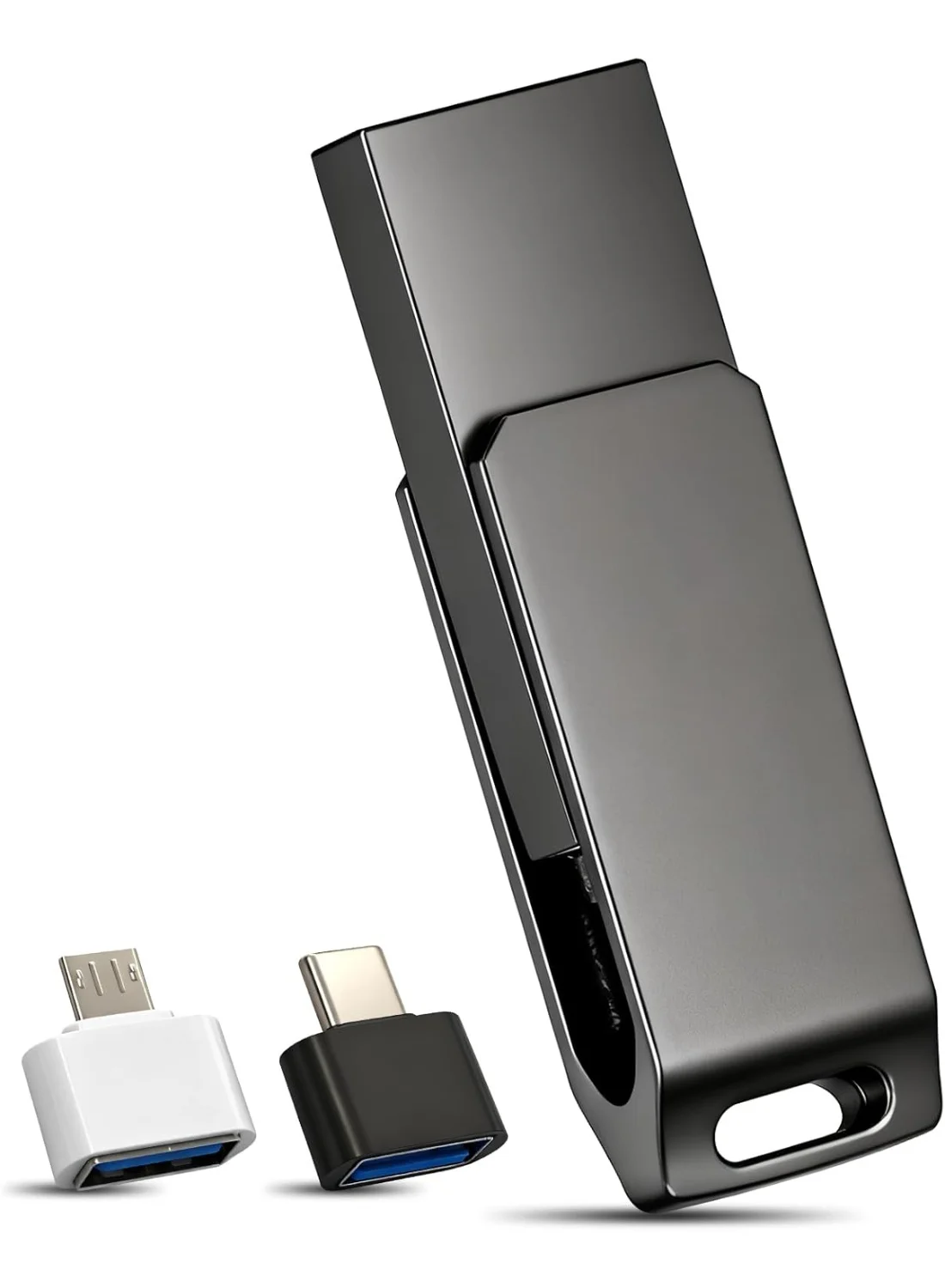 INSIJAM 4-in-1 USB Flash Drive Premium Metal Memory Storage Stick Waterproof High-Speed Data Transfer for PC Tablet and Mobile Devices (128 GB) 9xjcp